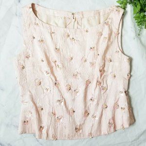 Vtg 50s 60s Blush Pink Sleeveless Embellished Top